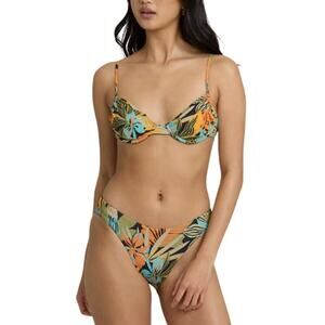 Billabong Women's Black Multi Des Tropiques Bikini Top & Bottom Set Size L